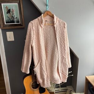Free People Light Peach Textured Cardigan